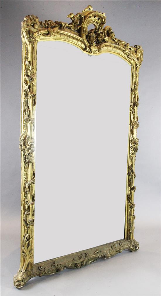 A Victorian carved giltwood pier glass, W.4ft 3in. H.7ft